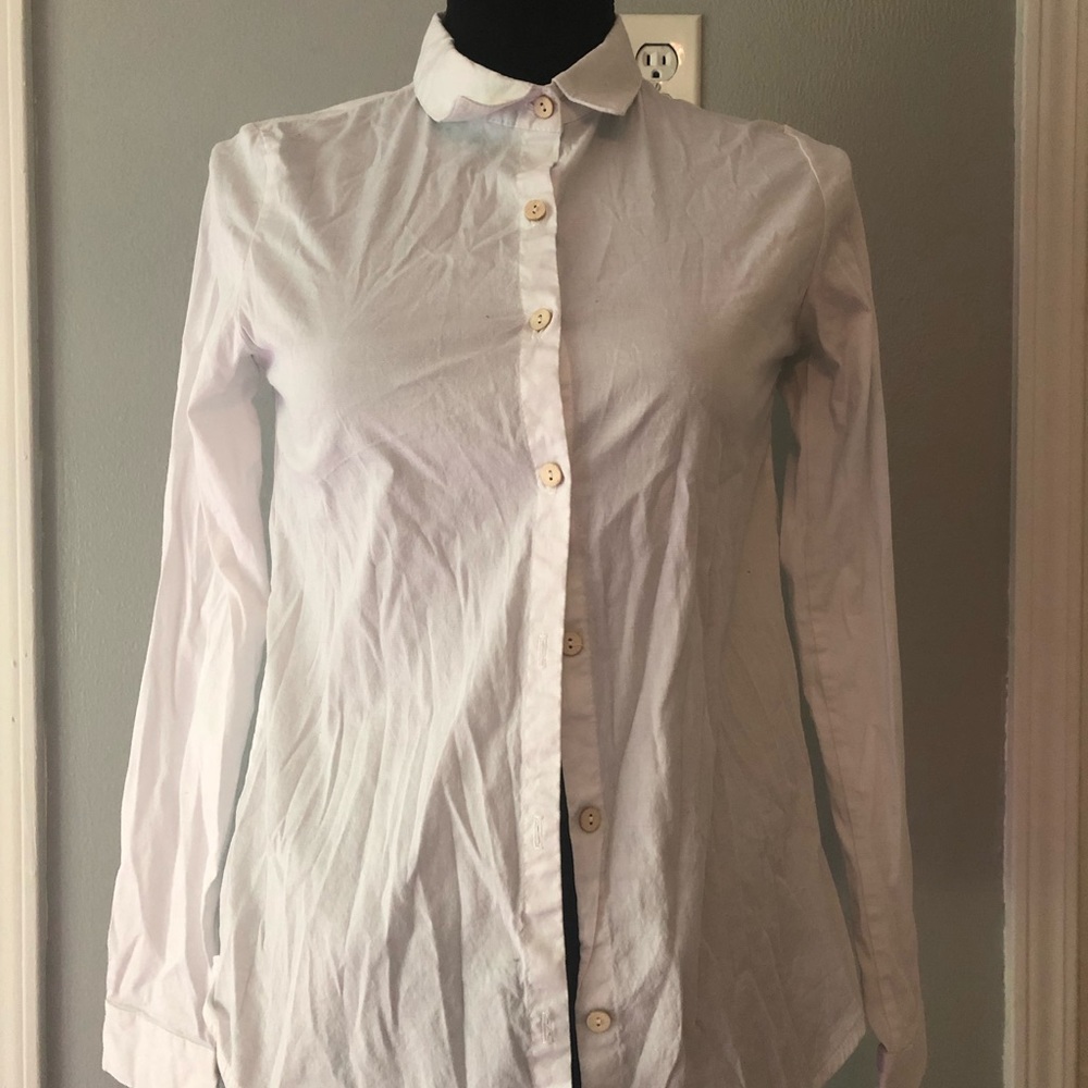 Long sleeve white button up shirt